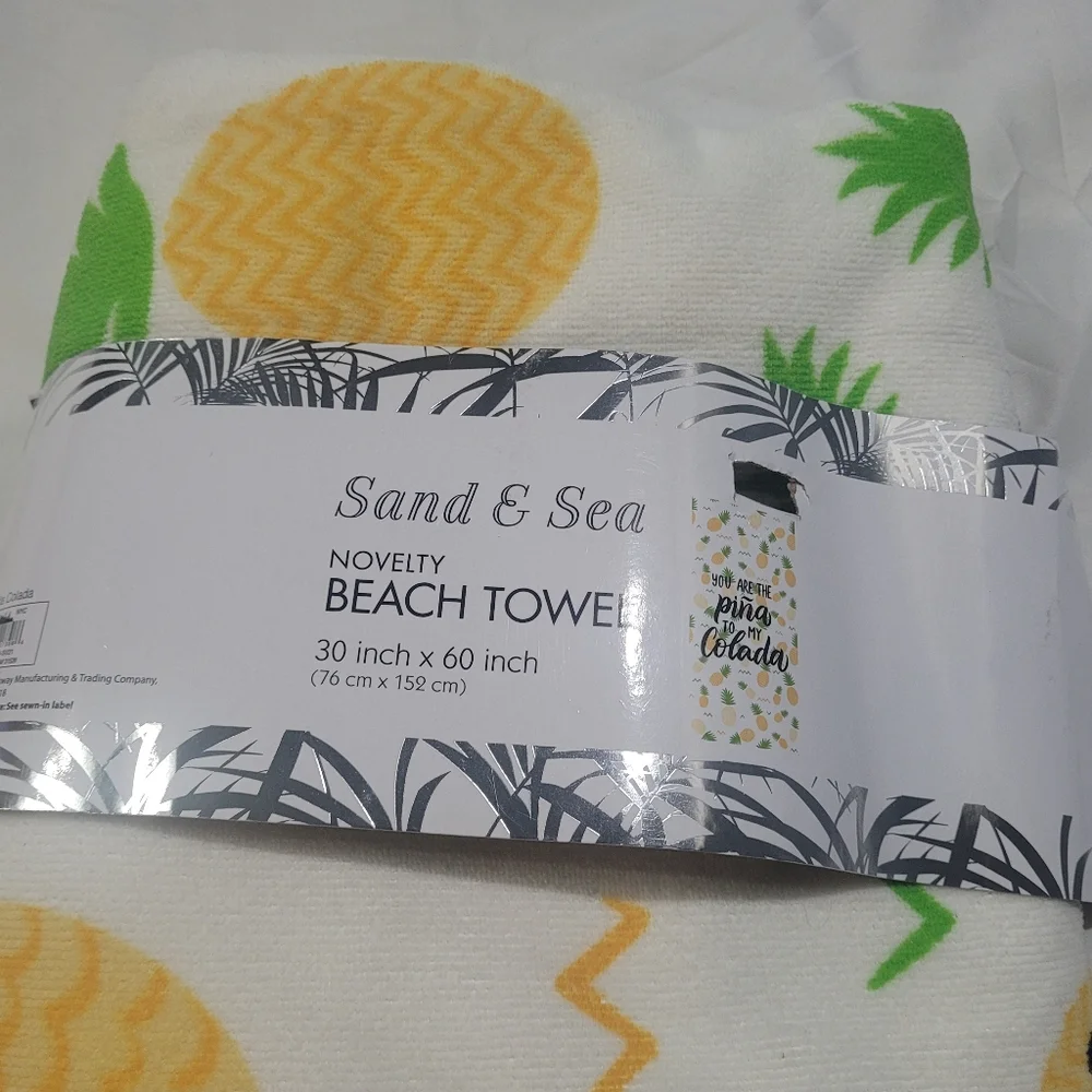 Beach Towel Pineapple Print Graphic Pina Colada 60 X 30 Pool Resort Cruise